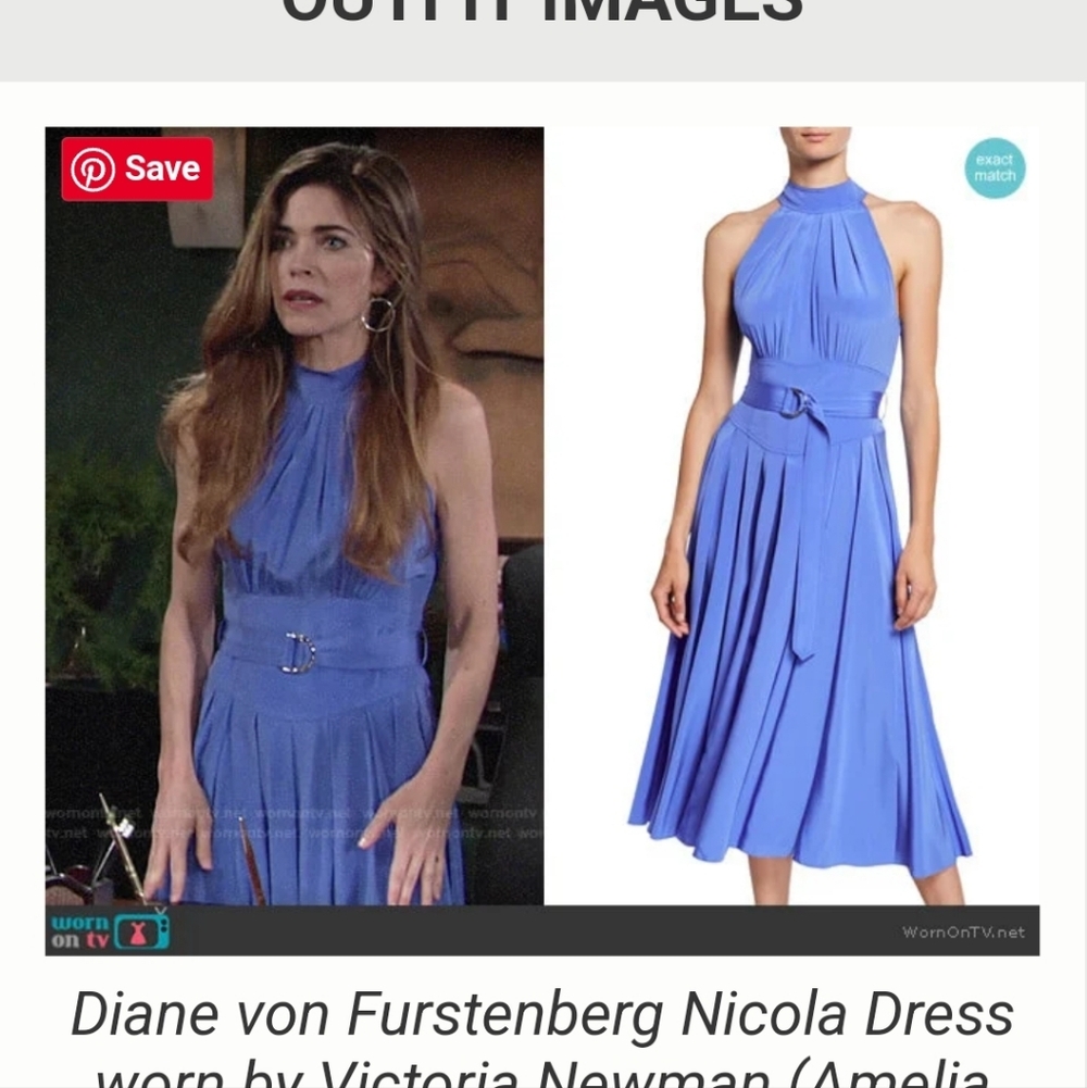 Diane Von Furstenburg NICOLA dress Blue Silk Size 8 NWOT Sleeveless Belted